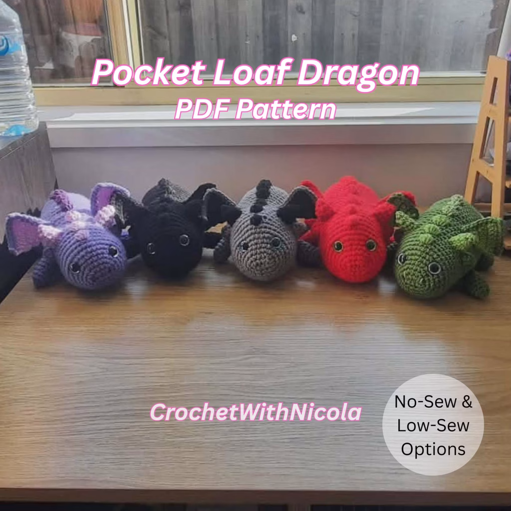 No Sew Pocket Loaf Dragon Crochet Pattern